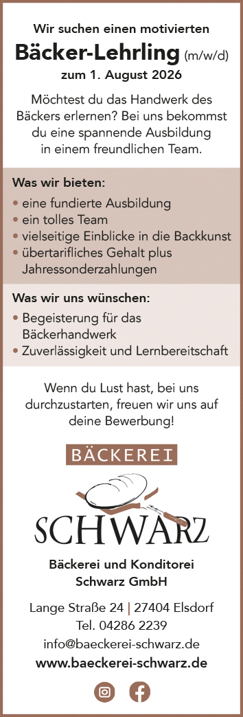 Bäckerei Elsdorf Ausbildung