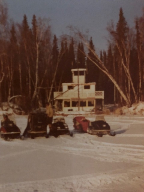 This picture of the Sternwheeler Bonnie G was taken sometime in the  >early 70s where the sternwheeler was lodged at the north end of Harding Lake. We were on our way to Tom and Bonnie Roberts cabin up the Salcha.