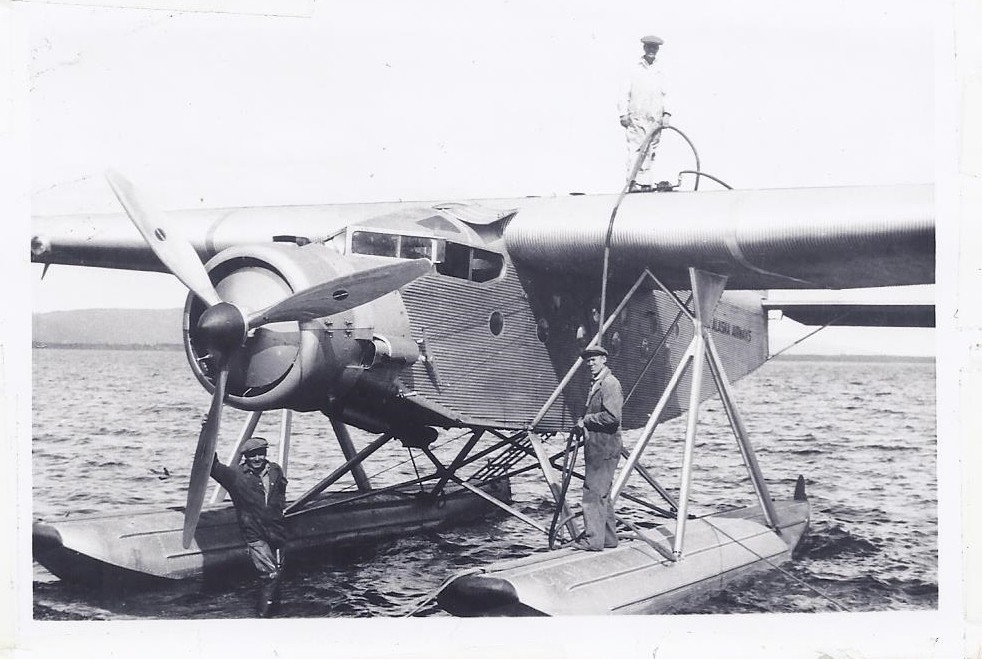 Pacific Alaska Airways single engine Ford at landing in 1934.