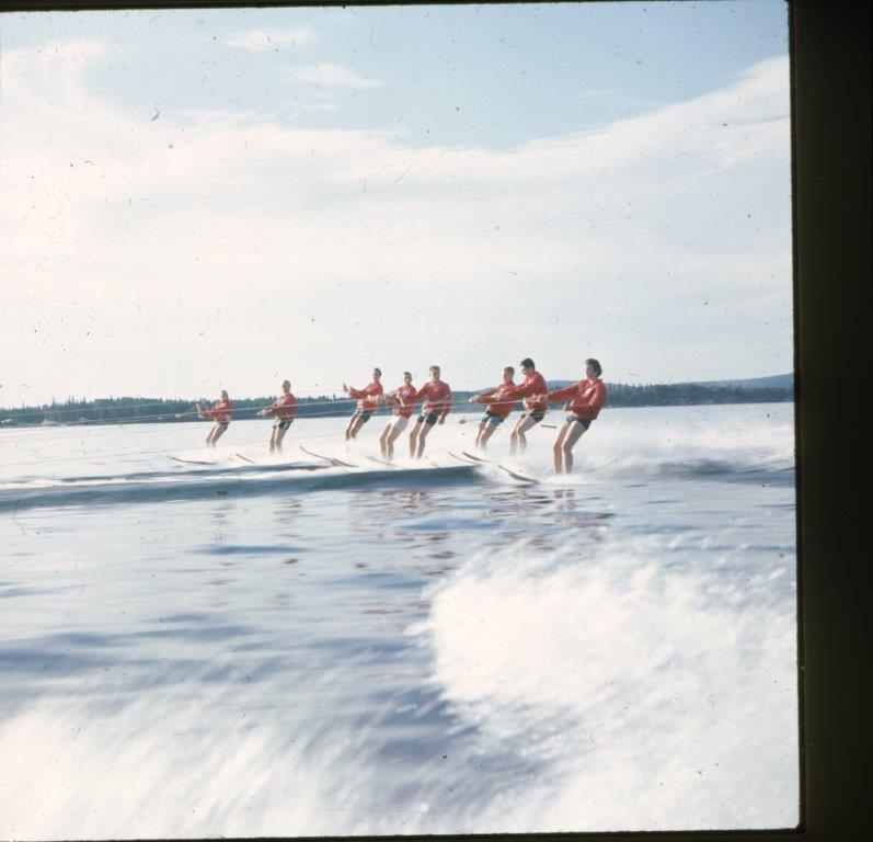 8 skiers at Harding Lake 1960's