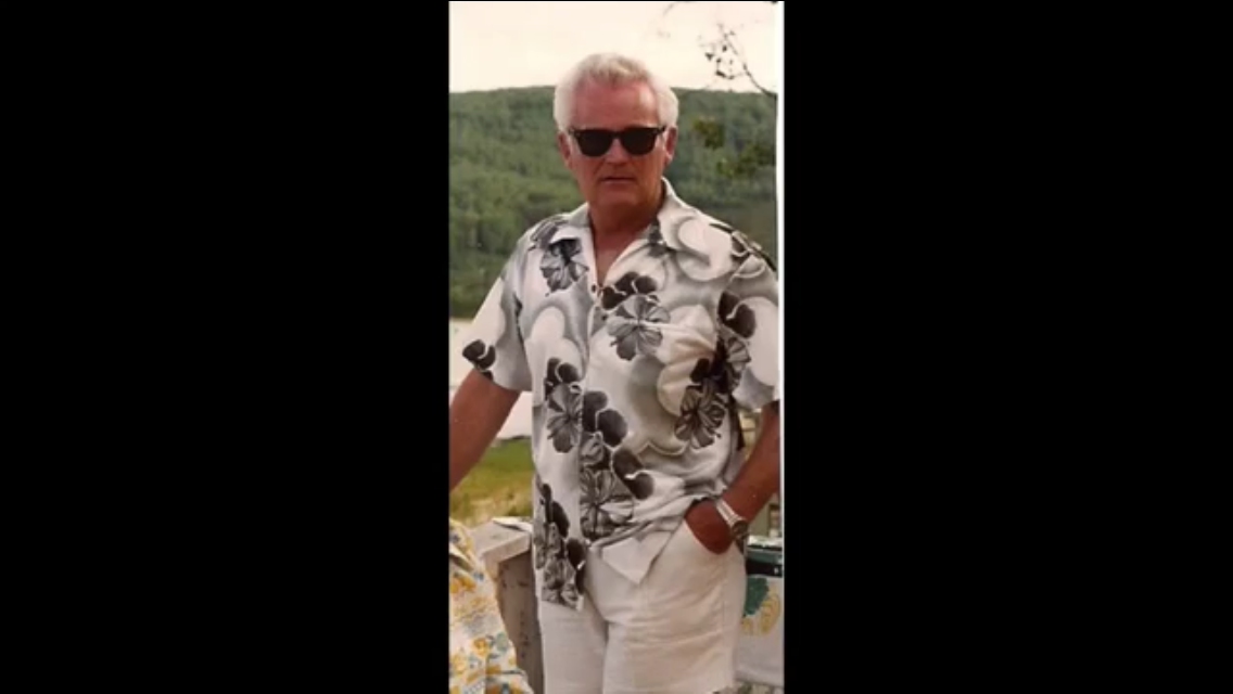 Bob Compeau on his birthday Harding Lake Deck 1990's