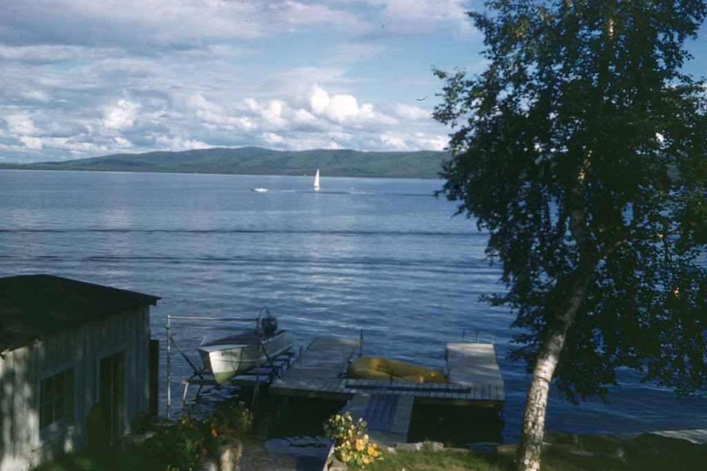 Photo taken in 1950's looking across Harding Lake from 5th Street.  Taken from 5th Street area.