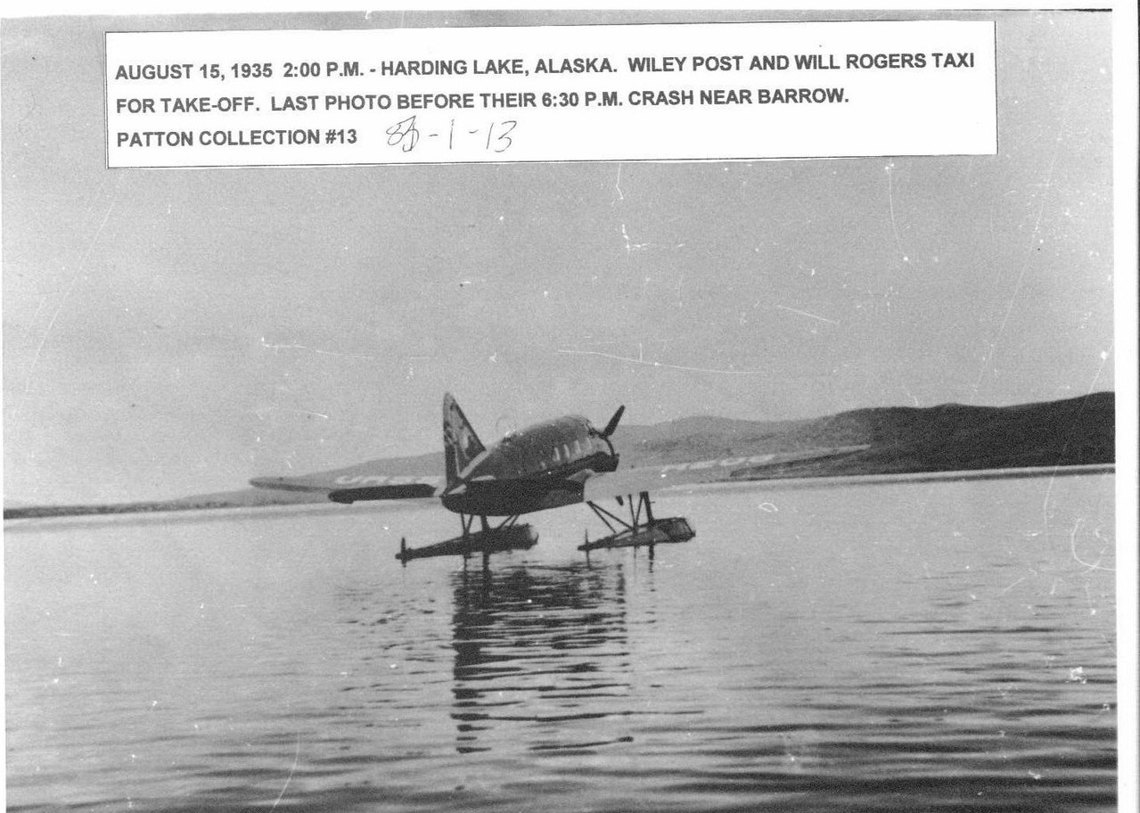 Post and Rogers take off at Harding Lake before their crash near Barrow.