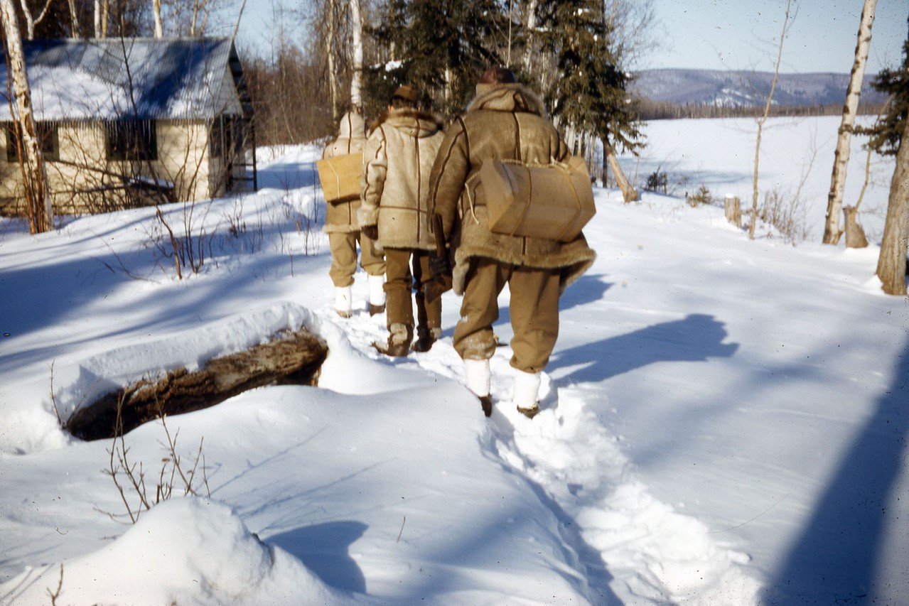 Winter at the north end of Harding Lake near current location of Anderson home.  Probably 1940's.