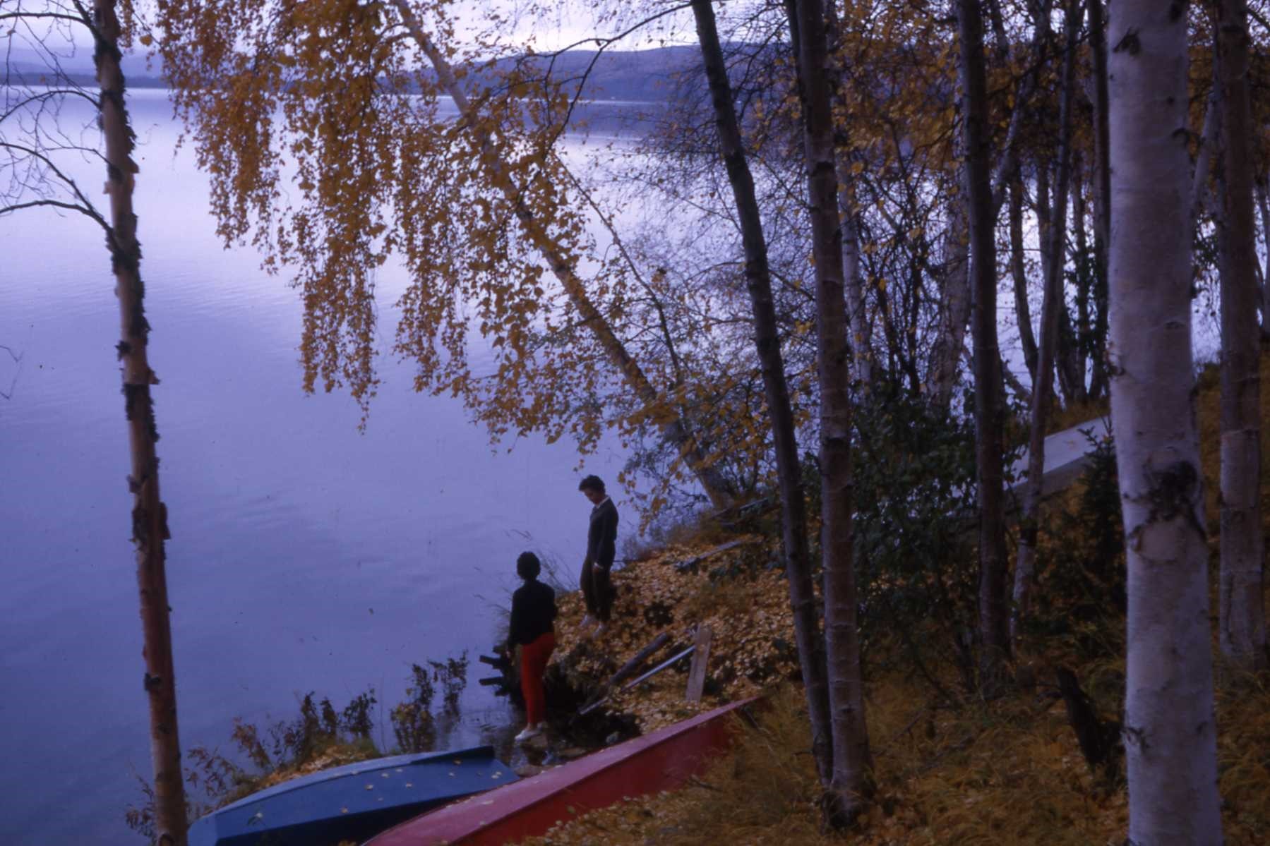 In front of Clasby cabin fall of 1962.  Persons are unknown.  