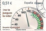 SELLO ESPAÑA - 2.012 - VALORES CÍVICOS - RESPETO DE LA VELOCIDAD - 0,51 CÉNTIMOS DE EURO - COLOR MULTICOLOR - EDIFIL NÚMERO 4697 (SELLO *USADO). 0,75€.