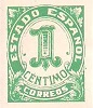 SELLO ESPAÑA - 1.937 - CIFRAS - CID E ISABEL - 1 CÉNTIMO - COLOR VERDE - SIN DENTAR (CQ) EDIFIL NÚMERO 814 (SELLO *USADO). 0,40€.