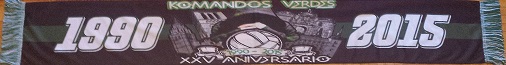 BUFANDA FÚTBOL (PEÑAS ULTRAS) KOMANDOS VERDES - XXV ANIVERSARIO (CLUB DEPORTIVO TOLEDO) (RASO) DOBLE CARA (NUEVA) 15€.