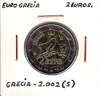 MONEDA GRECIA - KM 188 - 2 EUROS GRECIA (S) 2.002 - CUPR.-NÍQ.-LAT.- BIMETÁLICA (MBC/VF) 4,50€.