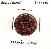 MONEDA FRANCIA - KM 1284 - 5 CÉNTIMOS DE EURO - 2.001 - ACERO - COBRE (MBC+/VF+) 0,65€.