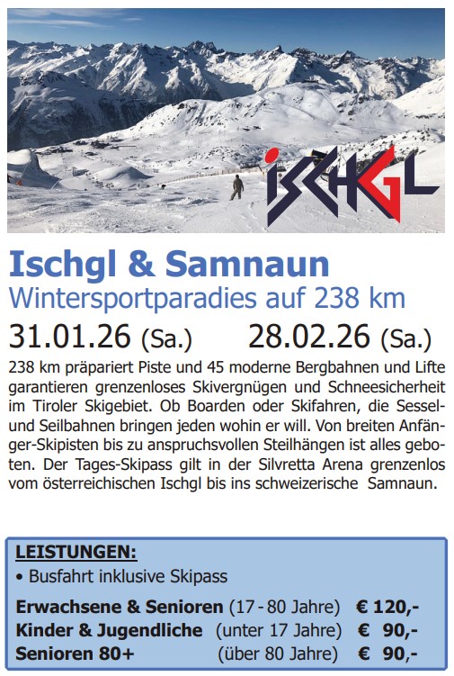 Tagesfahrt ins Skigebiet Ischgl Samnaun