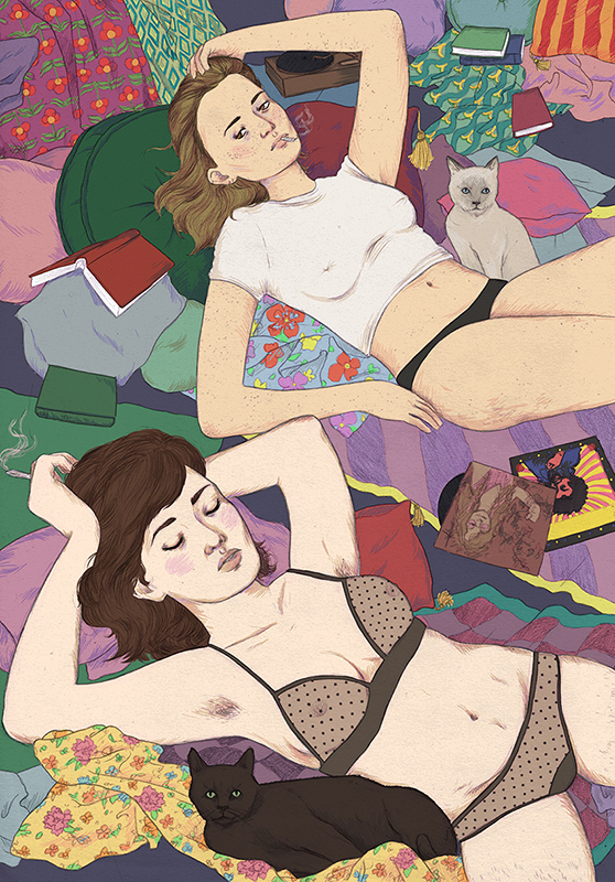 Laura Wilson illustration, feminism, Women & Cats