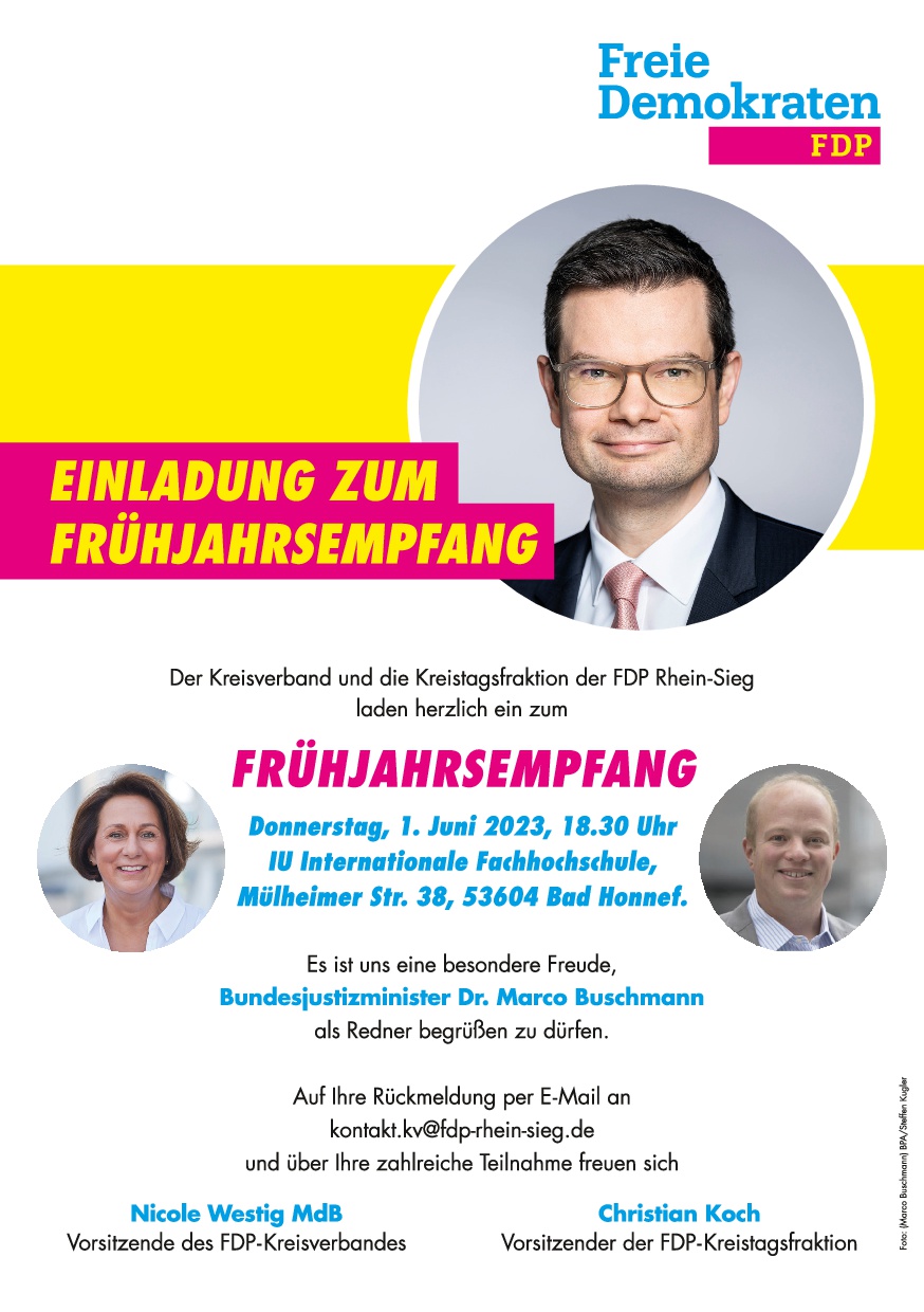 Frühjahrsempfang der FDP Rhein-Sieg mit Justizminister Buschmann in Bad Honnef