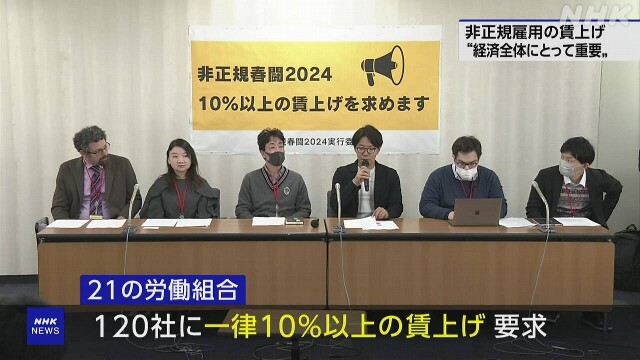 2/28のNHKニュースウォッチ9で非正規春闘が報道されました。