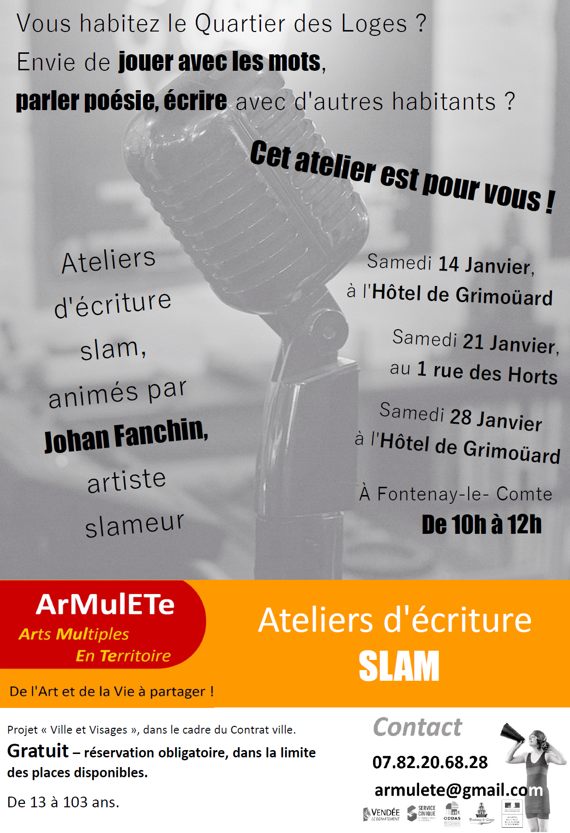 PROCHAIN RENDEZ-VOUS pour des ateliers d'écriture samedi 28 janvier, et....