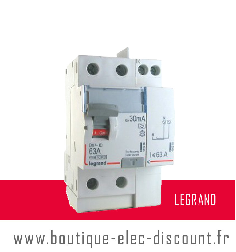 Interrupteur différentiel 63A 30mA type A Réf 411639 Legrand