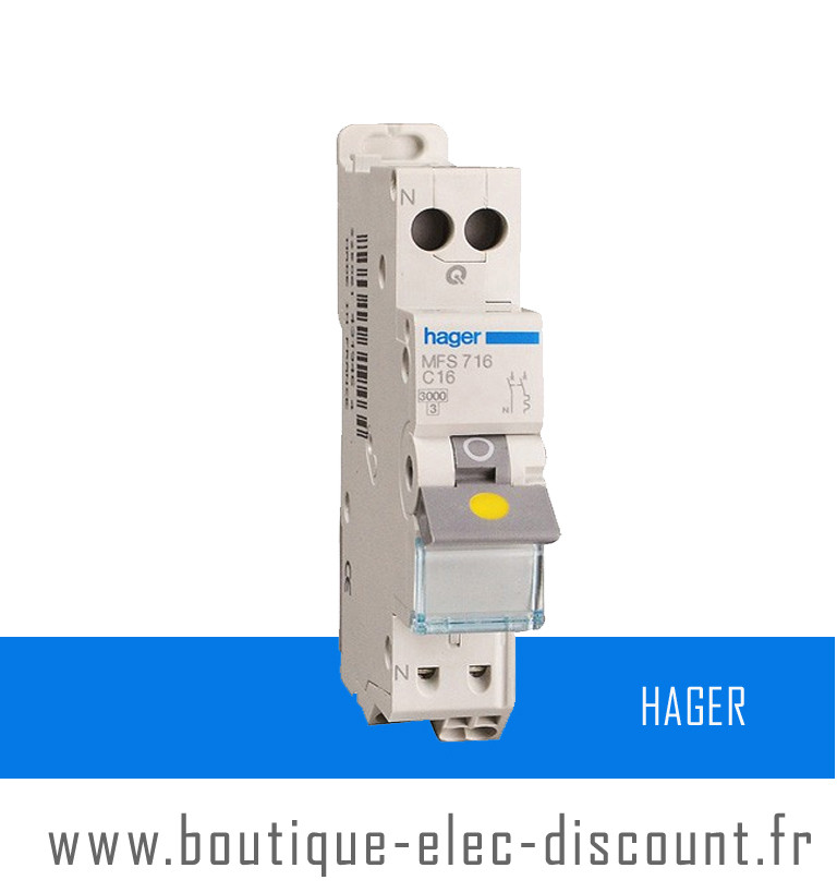 Disjoncteur Hager 16A Réf MFS716 SanVis - Materiel électrique à
