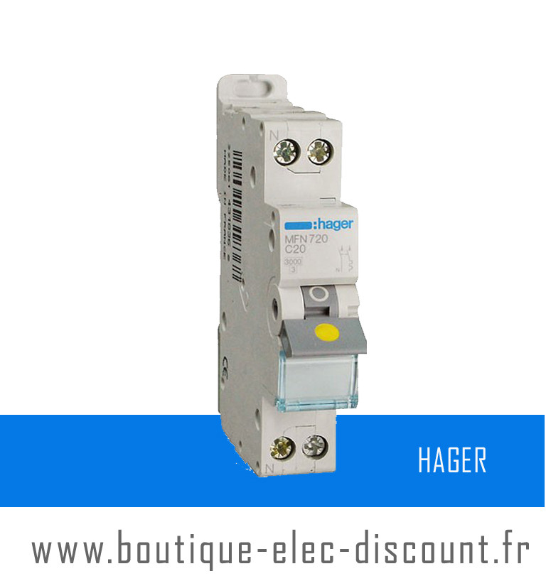 Disjoncteur Hager 20A à vis Réf MFN720 - Materiel électrique à