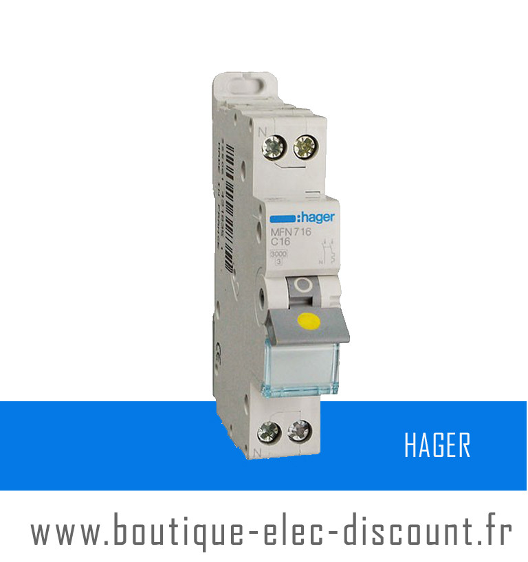 Disjoncteur Hager 16A à vis Réf MFN716 - Materiel électrique à prix discount