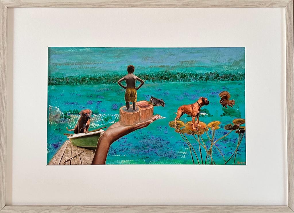 COLLAGE no 16: “A DOG’S NATURE”          0.70 x 0.50 m           