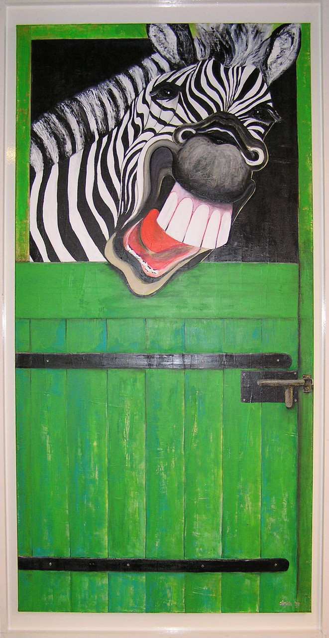 ZEBRA Acrylverf op linnen in houten lijst.