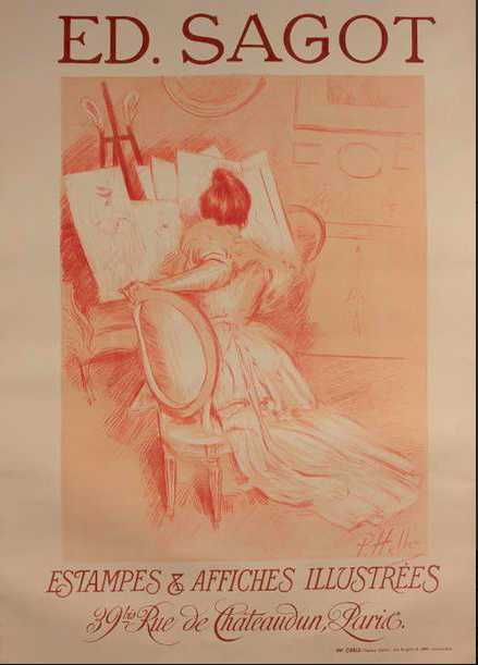 Paul-César Helleu , Estampes et affiches iIlustrée, 39 rue de Chateaudun , Paris, Ed.Sagot, 1900   Affiche lithographique originale. Signée dans la planche.  Imprimer par Chaix. Papier légèrement insolé. Entoilée 103 x 71 cm  