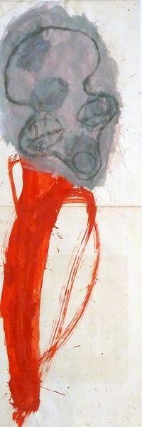 FADIA HADDAD MASQUE 2007, Pigment et Acrylique sur papier 82.5x28.5cm