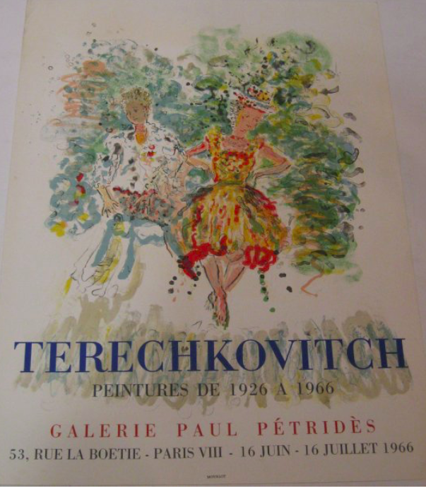 Constantin Terechkovitch   Affiche lithographie Imprimée par Mourlot pour une exposition à Paris à la GALERIE PETRIDES   Datée 1966 EXPOSE À LA GALERIE AGNES THIEBAULT 