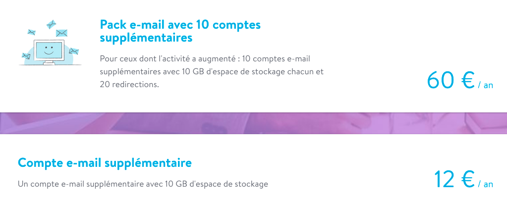 Acheter un pack e-mail supplémentaire avec Jimdo