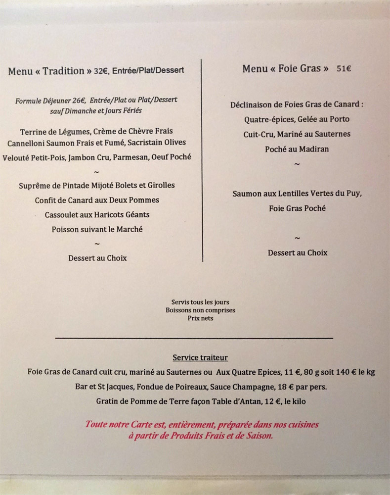 Les menus