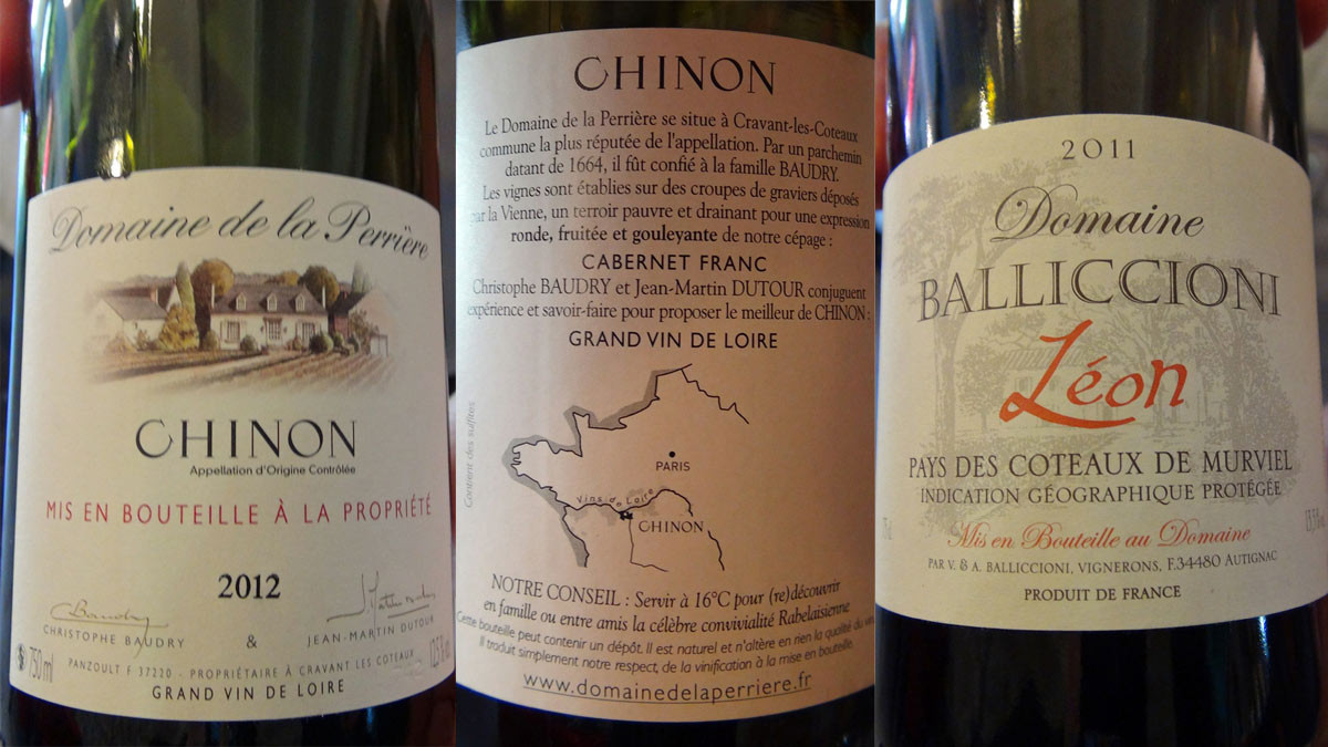 Les vins pour les deux entrées et la Basse-côte