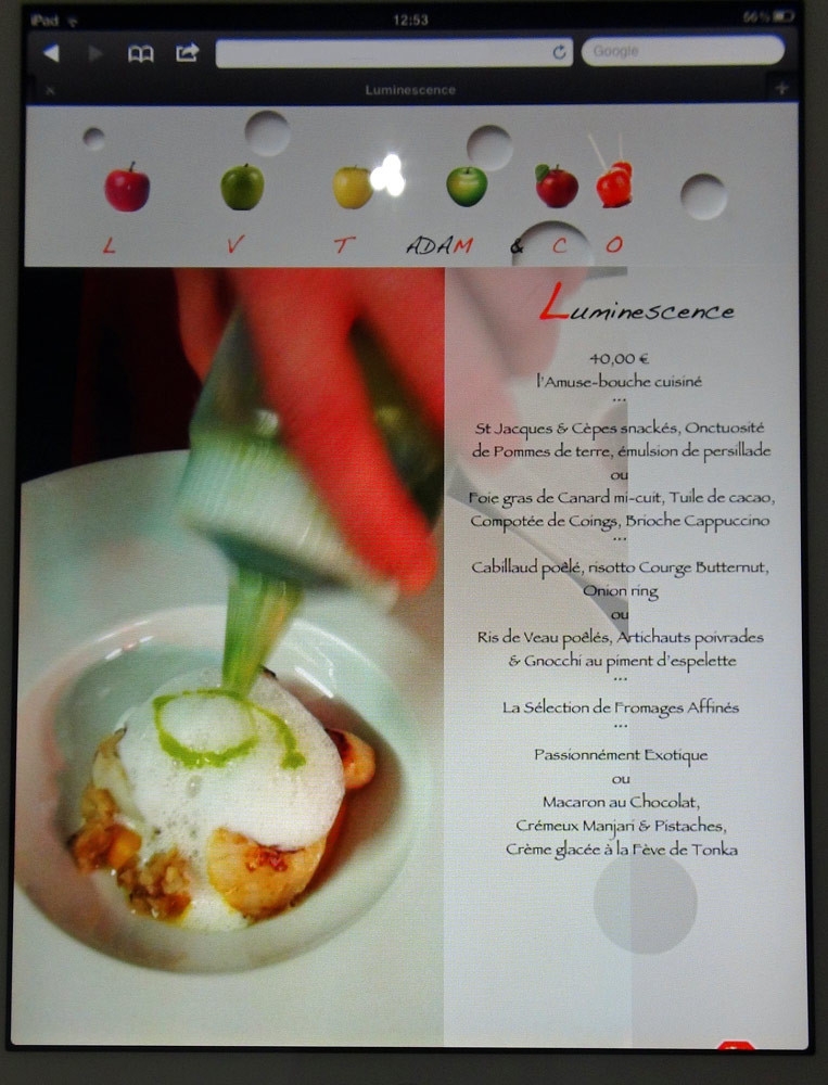 Le menu "Luminescence"