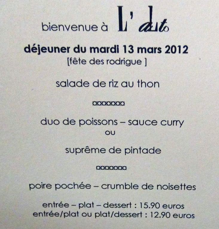 Premier menu