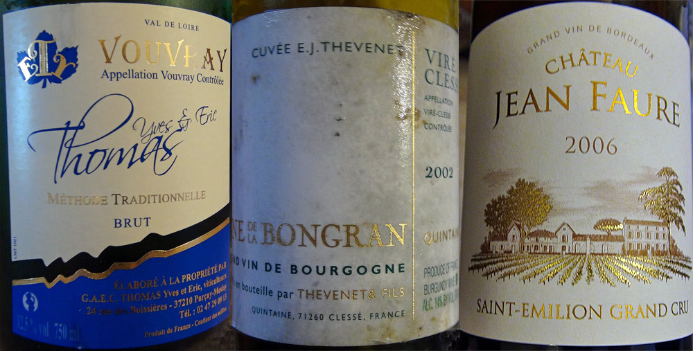 Les vins servis au cours du déjeuner