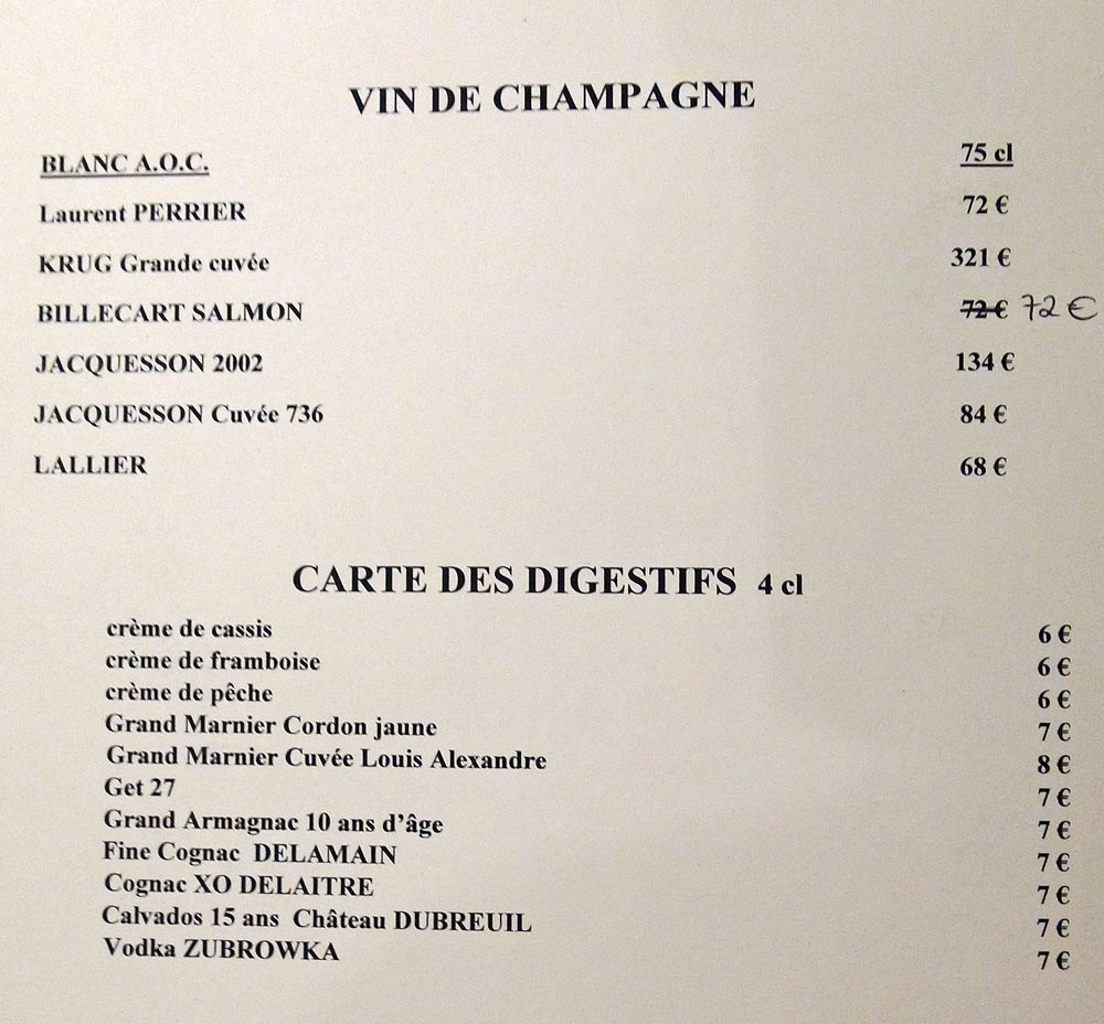 Champagnes et digestifs