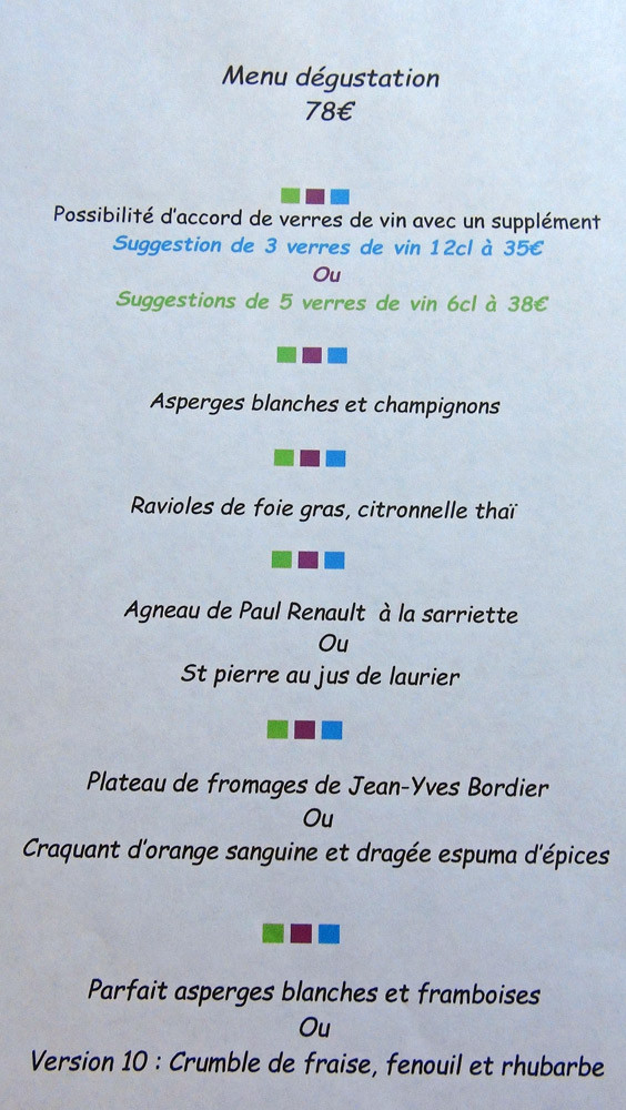 Menu "Dégustation"