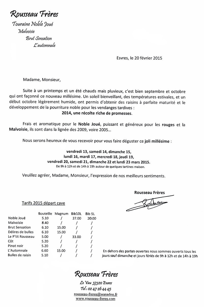 Tarif particuliers