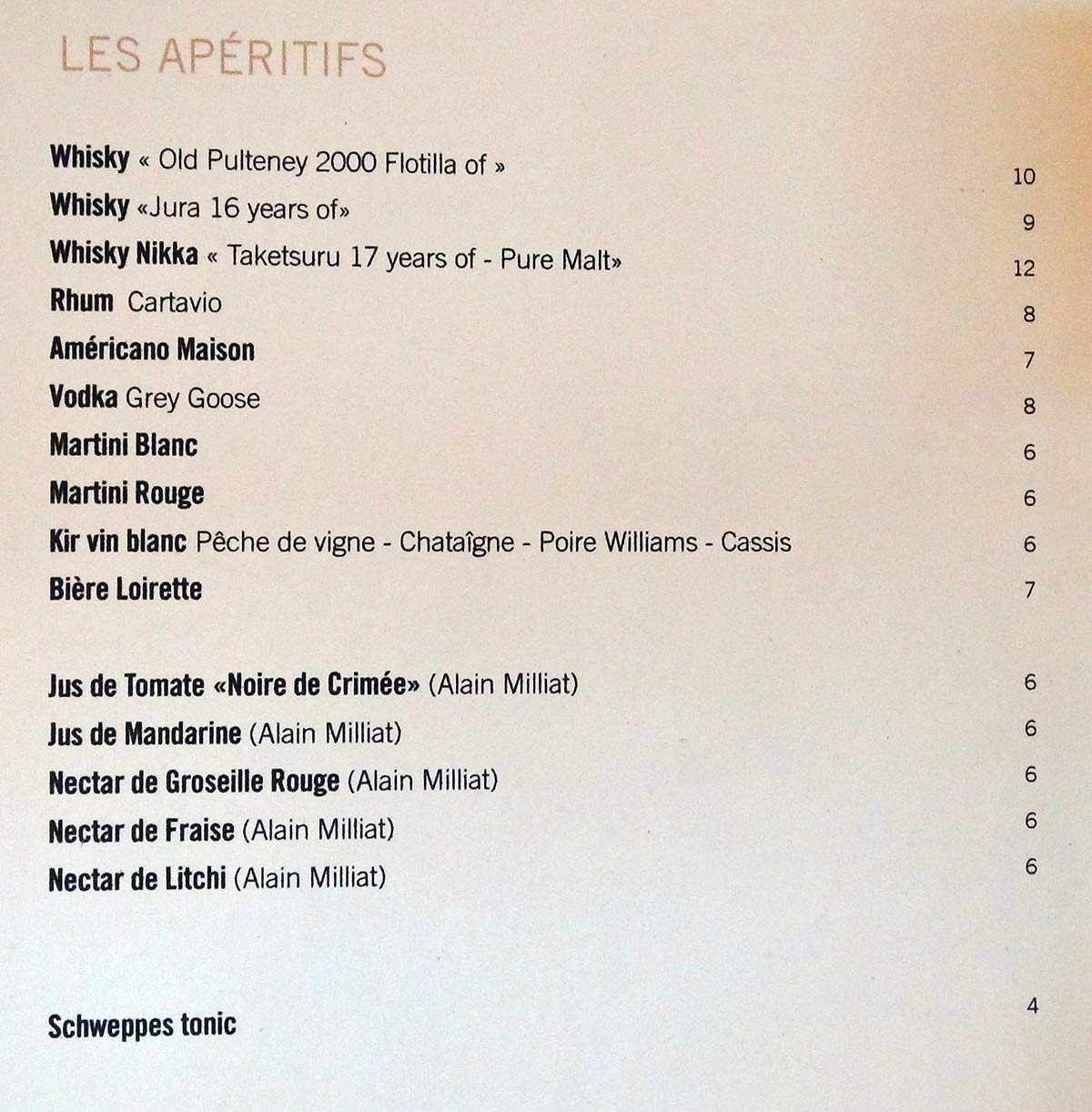 Les apéritifs
