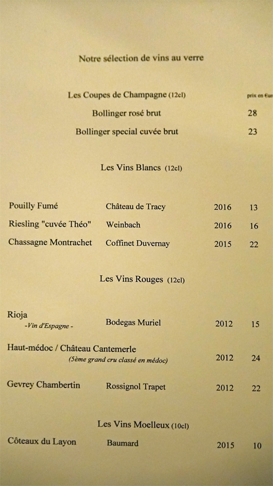 Vins au verre