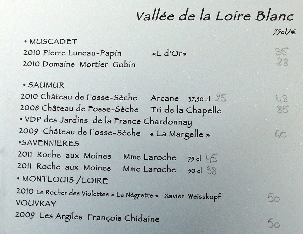 Vins de la Vallée de la Loire blancs