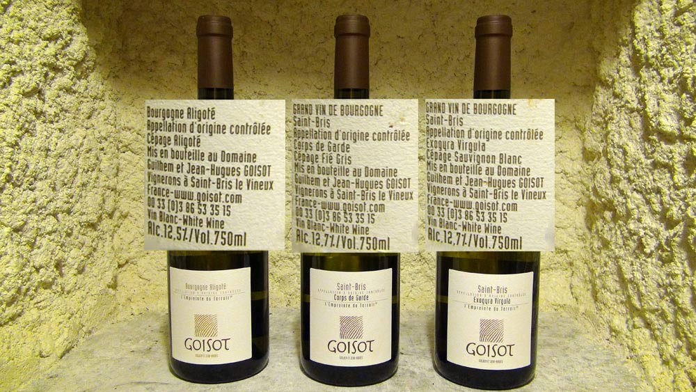 Bourgogne Aligoté 2012 - Saint-Bris 2011  Corps de Garde (Fié gris) - Saint-Bris 2011  Exogyra Virgula