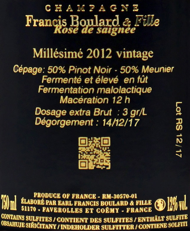 Renseignements sur notre Champagne rosé de saignée
