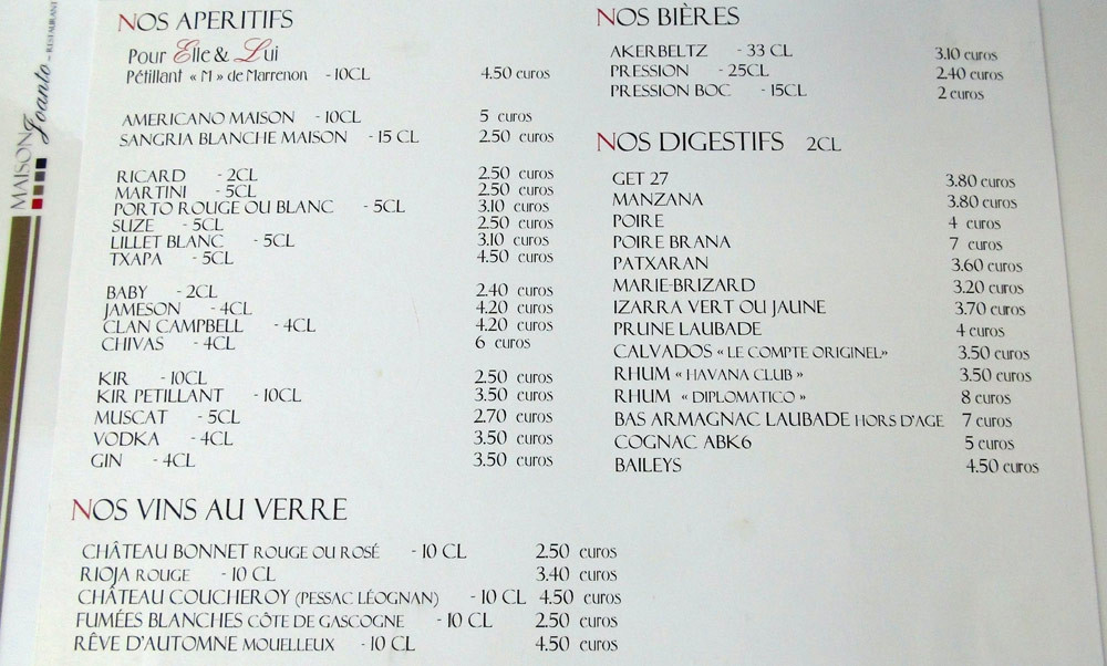 Apéritifs et vins au verre