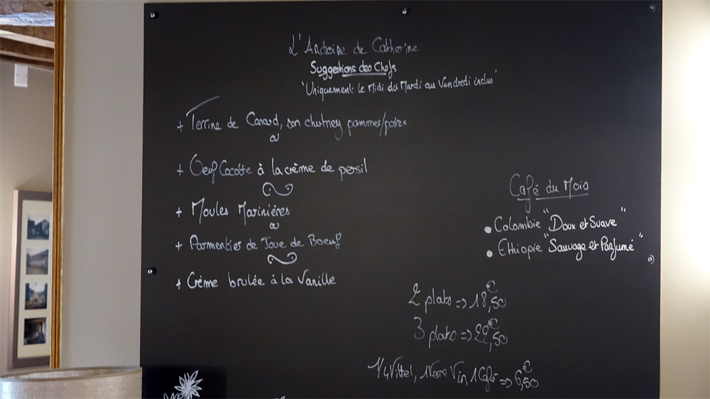 Propositions à l'ardoise (à l'intérieur)
