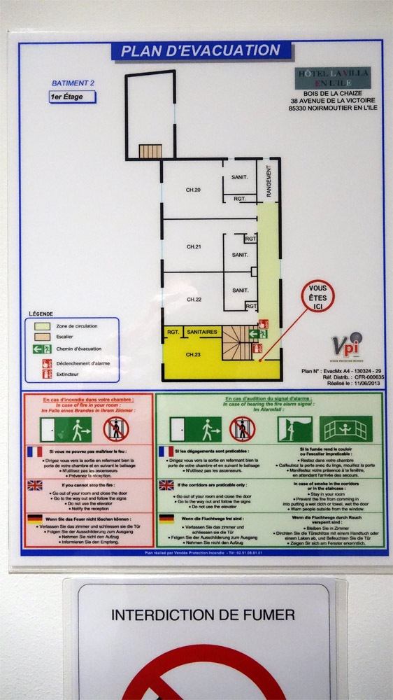 Le plan des chambres implantées dans le bâtiment annexe