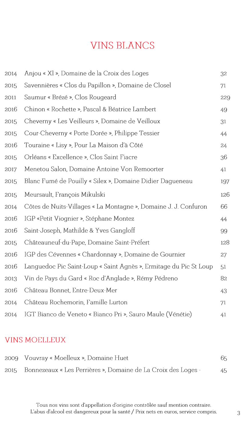 Vins blancs et moelleux