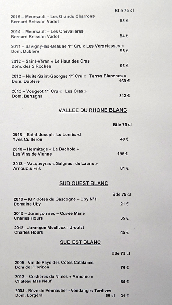 Vins blancs : Vallée du Rhône - Sud -Est - Sud-Ouest