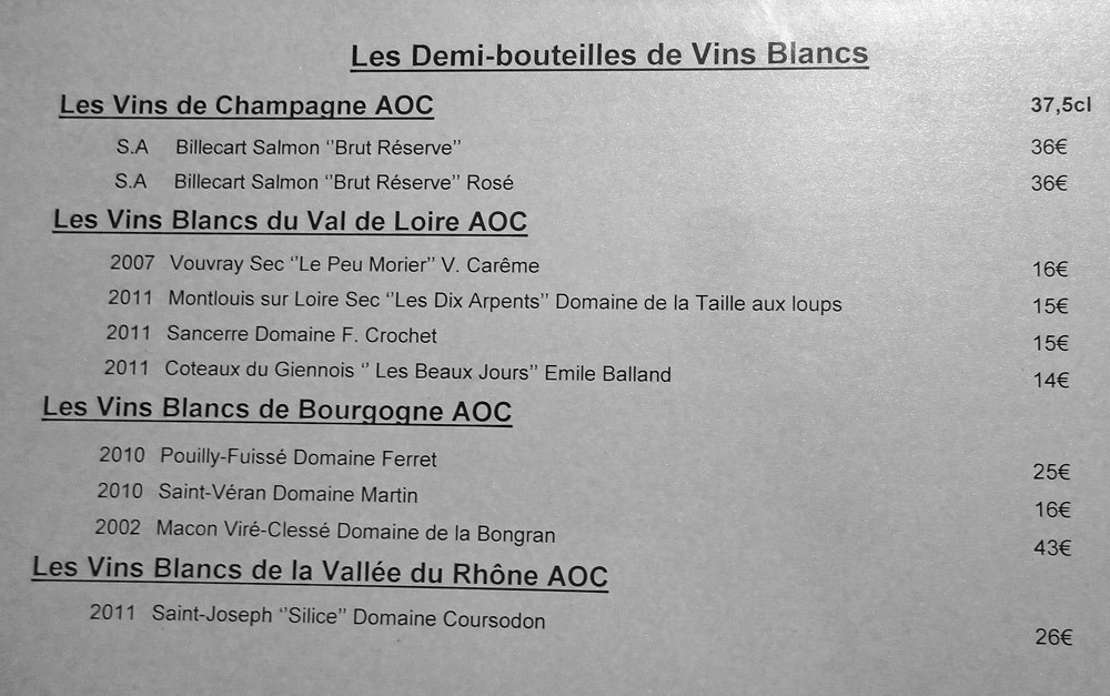 Demi-bouteilles de vin blanc