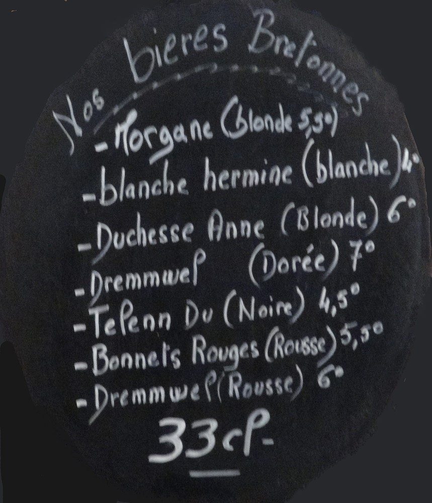Les bières bretonnes (dommage qu'il ny ait pas les prix !)