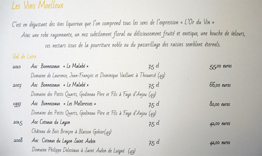 Vins moelleux du Val de Loire